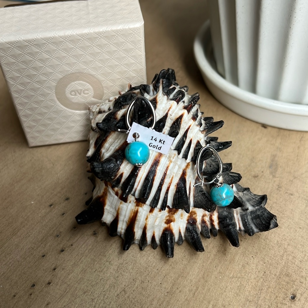 14k Turquoise Ball Earrings
